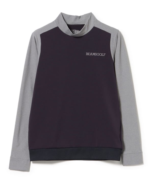 ORANGE LABEL / 切替 ストレッチ モックネック ロングスリーブシャツ