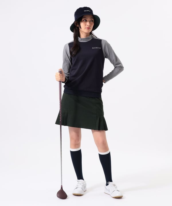 ORANGE LABEL / 切替 ストレッチ モックネック ロングスリーブシャツ Model：H170 B74 W60 H86　Size：M