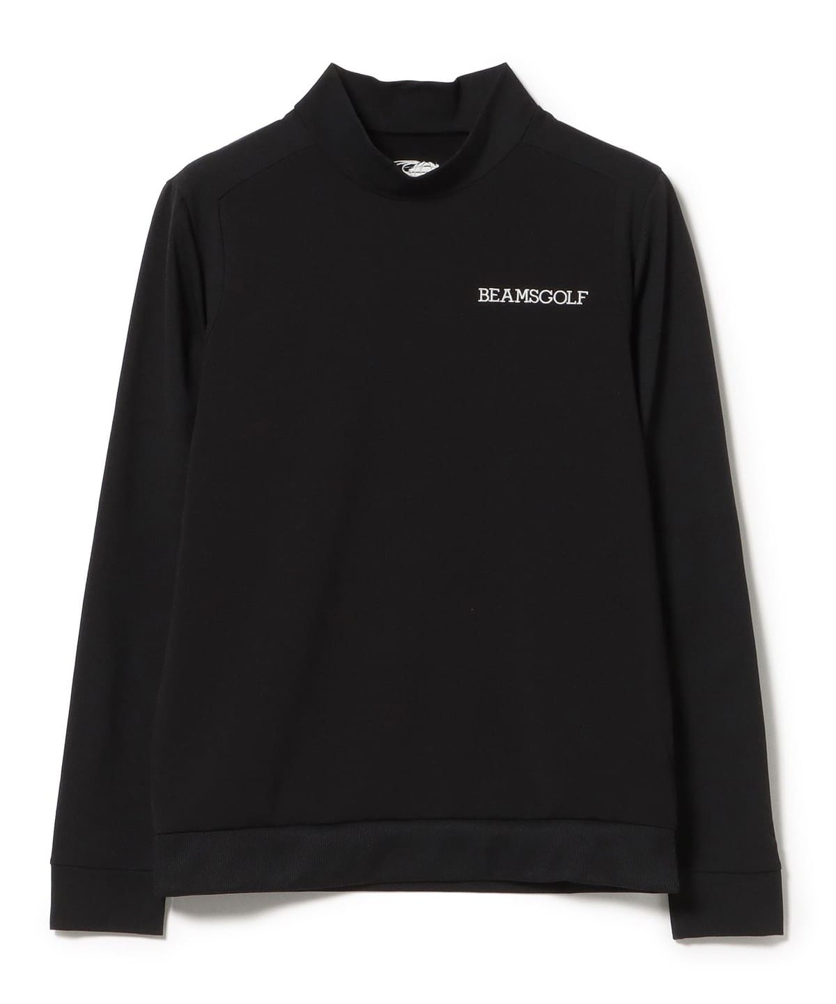 美品　ビームスゴルフ　裏ボア　リブロゴ　タートルネックシャツ　L　ブラック BEAMS GOLF（ビームス ゴルフ）ORANGE LABEL / 切替 ストレッチ モック