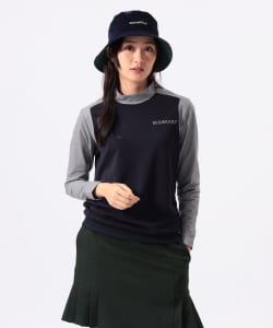 ORANGE LABEL / 切替 ストレッチ モックネック ロングスリーブシャツ