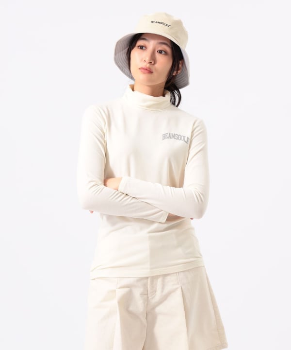 ORANGE LABEL / アーチロゴ ストレッチ モックネク シャツ Model：H170 B74 W60 H86　Size：M