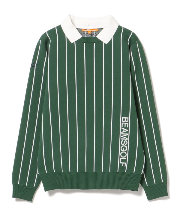 BEAMS GOLF（ビームス ゴルフ）ORANGE LABEL / ストライプ アタッチドカラー ニット（トップス ニット・セーター）通販｜BEAMS