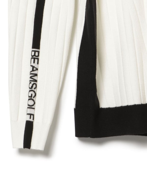 BEAMS GOLF☆2024バイカラーワイドリブモックネックニットS黄茶 BEAMS GOLF☆2024バイカラーワイドリブモックネックニットS黄茶