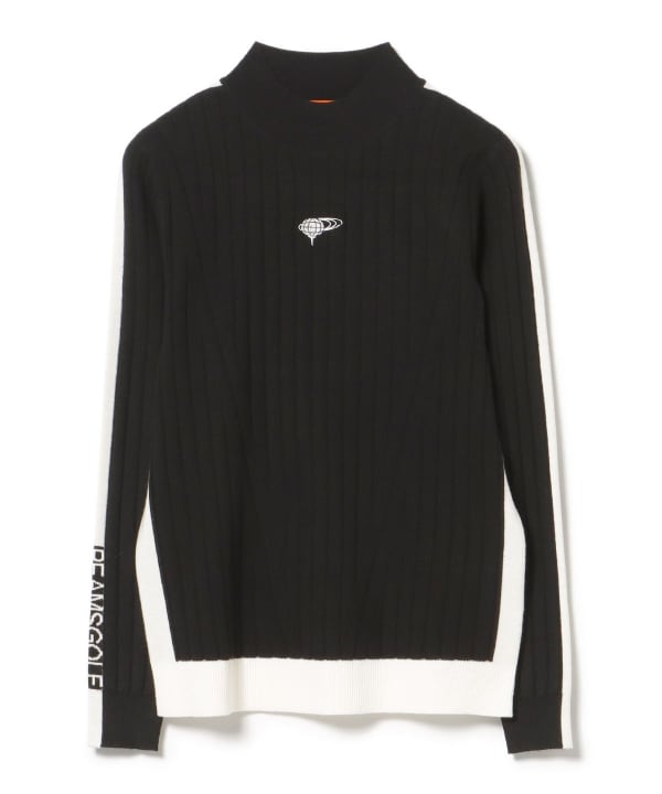 BEAMS GOLF☆2024バイカラーワイドリブモックネックニットS黄茶 BEAMS GOLF☆2024バイカラーワイドリブモックネックニットS黄茶