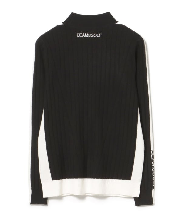 BEAMS GOLF☆2024バイカラーワイドリブモックネックニットS黄茶 BEAMS GOLF☆2024バイカラーワイドリブモックネックニットS黄茶