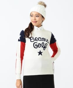 BEAMS GOLF ORANGE LABEL / フラッグ ロゴ ニット
