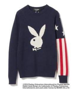 ▲＜WOMEN'S＞PLAYBOY×BEAMS GOLF / 別注 アメリカンフラッグ クルーネック セーター