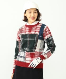 BEAMS GOLF ORANGE LABEL / チェック柄 パッチワーク ニット