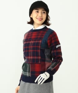 BEAMS GOLF ORANGE LABEL / チェック柄 パッチワーク ニット