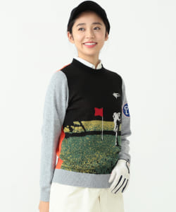 ＜WOMEN＞BEAMS GOLF ORANGE LABEL / 月面 ジャガード クルーニット
