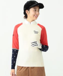 BEAMS GOLF ORANGE LABEL / 袖切り替え 星柄 ニット