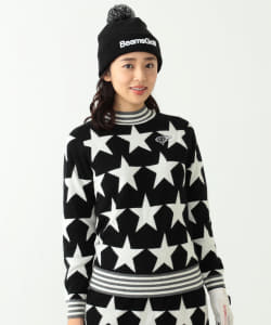 BEAMS GOLF ORANGE LABEL / 星柄 ジャガード ハイネック ニット