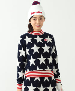 BEAMS GOLF ORANGE LABEL / 星柄 ジャガード ハイネック ニット