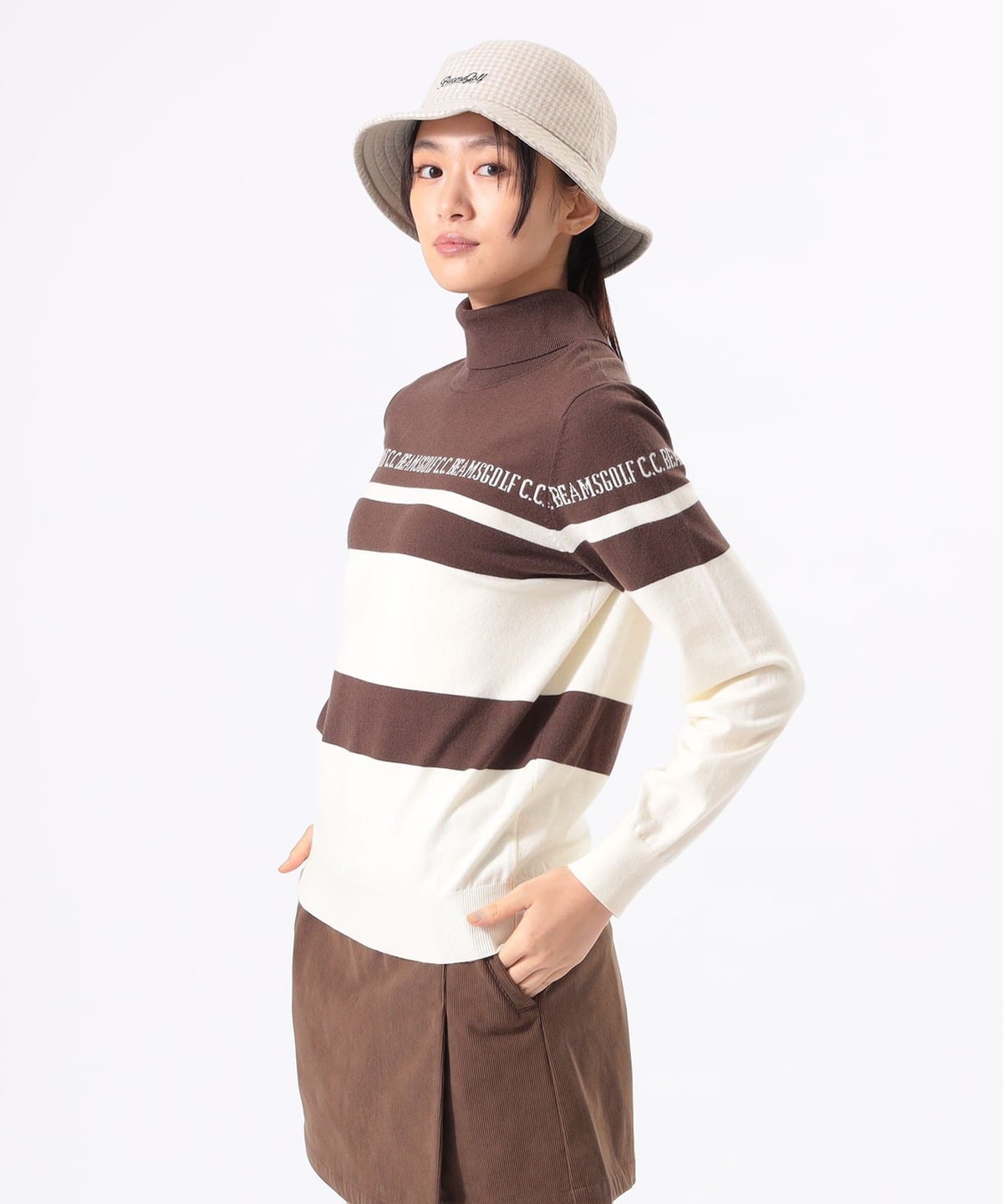 ORANGE LABEL / 2WAY ボーダー ニットプルオーバー トップス WOMEN BROWN M ORANGE LABEL / 2WAY ボーダー ニットプルオーバー トップス WOMEN BROWN M