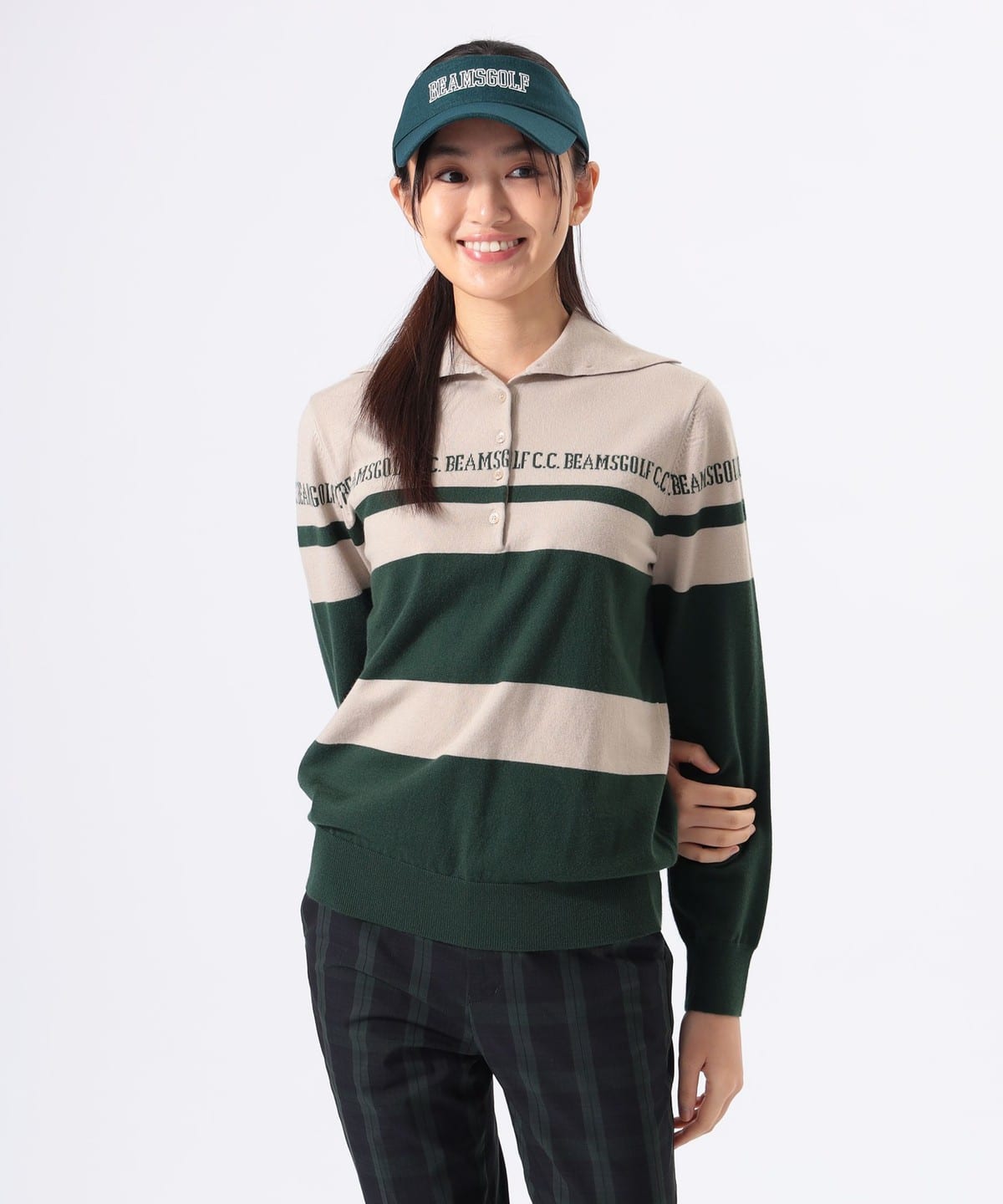 ORANGE LABEL / 2WAY ボーダー ニットプルオーバー トップス WOMEN GREEN L ORANGE LABEL / 2WAY ボーダー ニットプルオーバー トップス WOMEN GREEN L