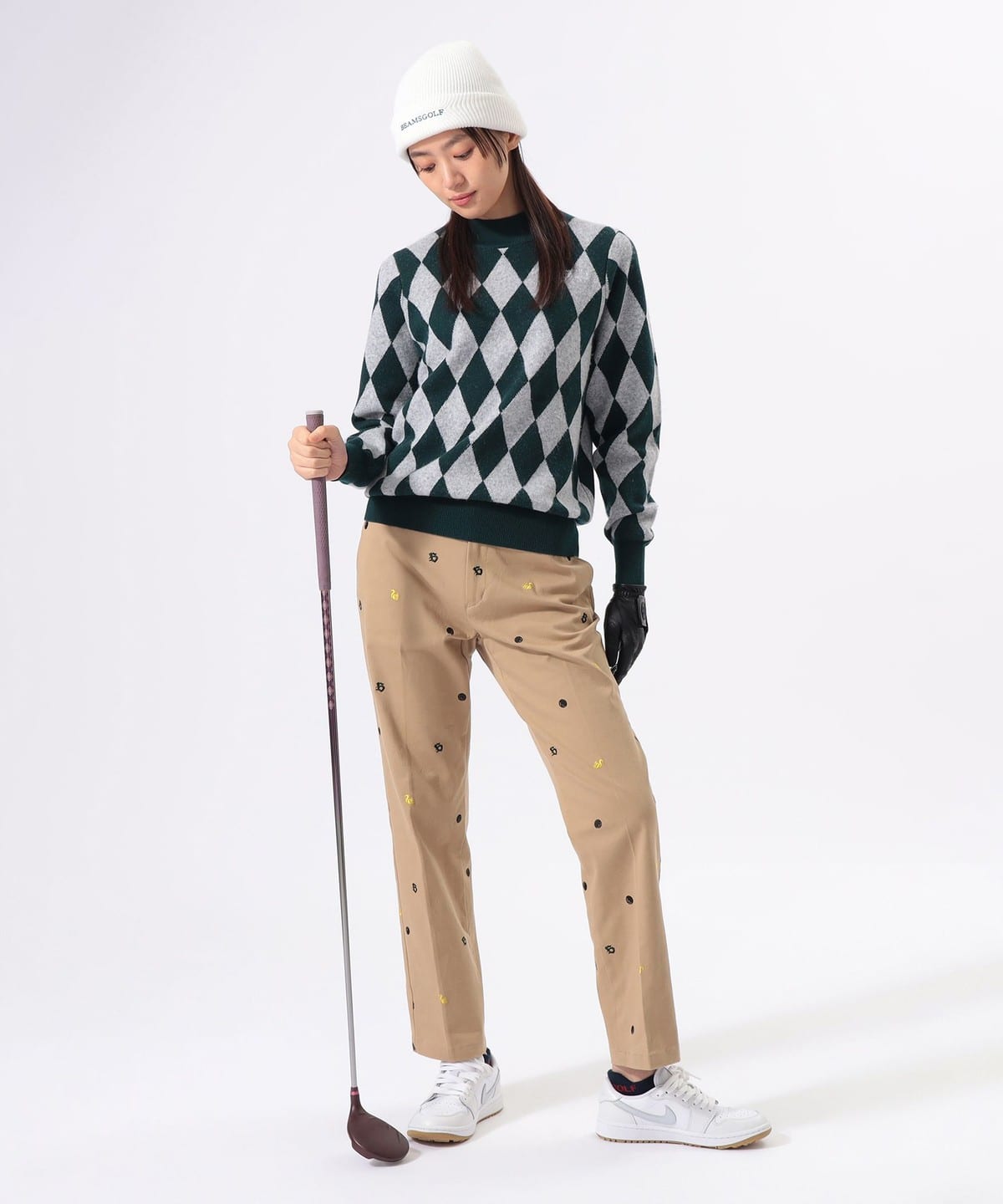 【タグつき】　ビームスゴルフ　アーガイル　薄手　ニット　Lサイズ タグつき】 ビームスゴルフ アーガイル 薄手 ニット Lサイズ