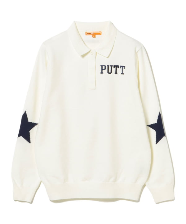 ORANGE LABEL / PUTT ロゴ 襟付き ニット プルオーバー．