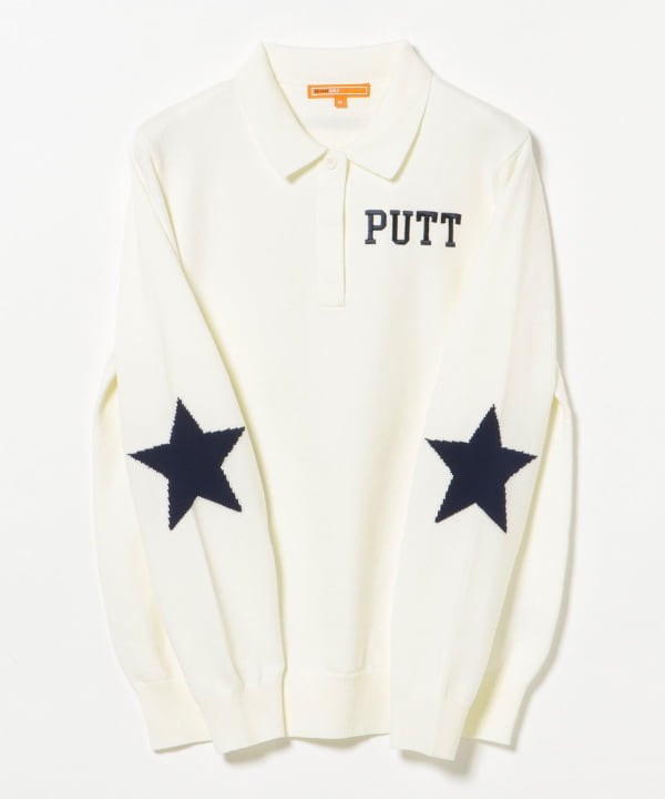ORANGE LABEL / PUTT ロゴ 襟付き ニット プルオーバー．