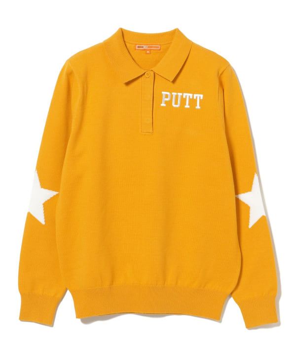 ORANGE LABEL / PUTT ロゴ 襟付き ニット プルオーバー．
