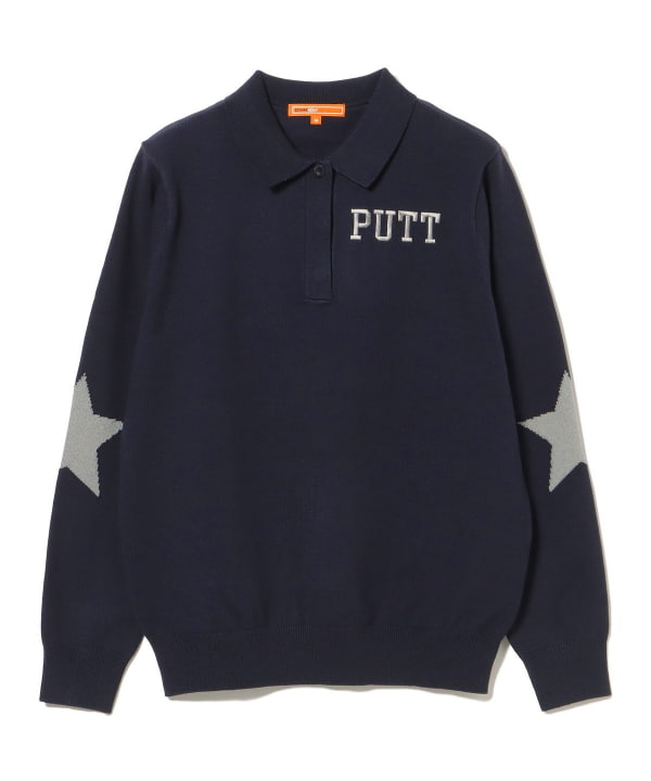 ORANGE LABEL / PUTT ロゴ 襟付き ニット プルオーバー．