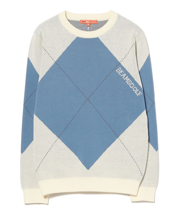ORANGE LABEL / ビッグ アーガイル コットン ニット プルオーバー
