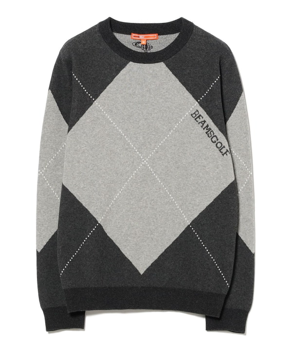 ORANGE LABEL / ビッグ アーガイル コットン ニット プルオーバー