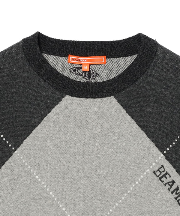 ORANGE LABEL / ビッグ アーガイル コットン ニット プルオーバー