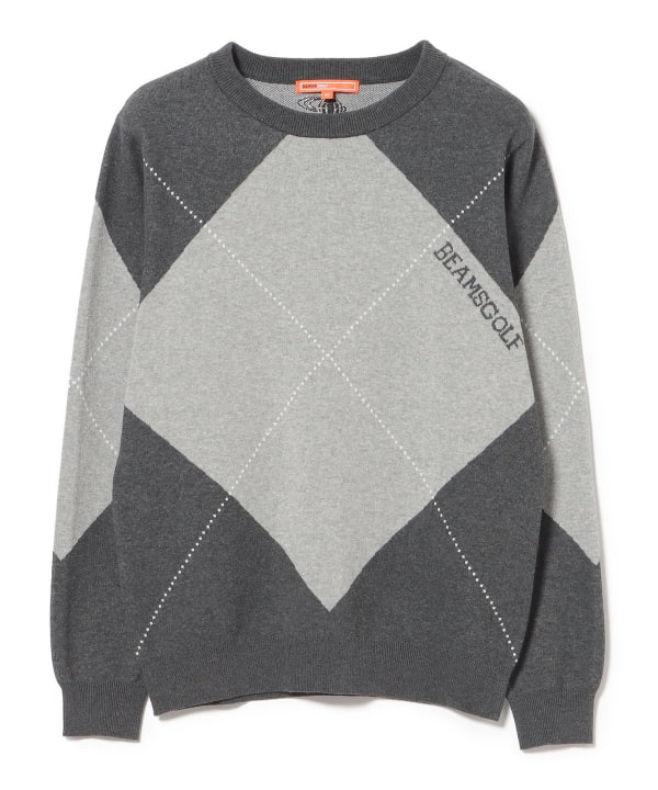 ORANGE LABEL / ビッグ アーガイル コットン ニット プルオーバー