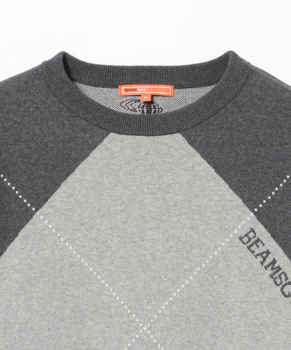 ORANGE LABEL / ビッグ アーガイル コットン ニット プルオーバー