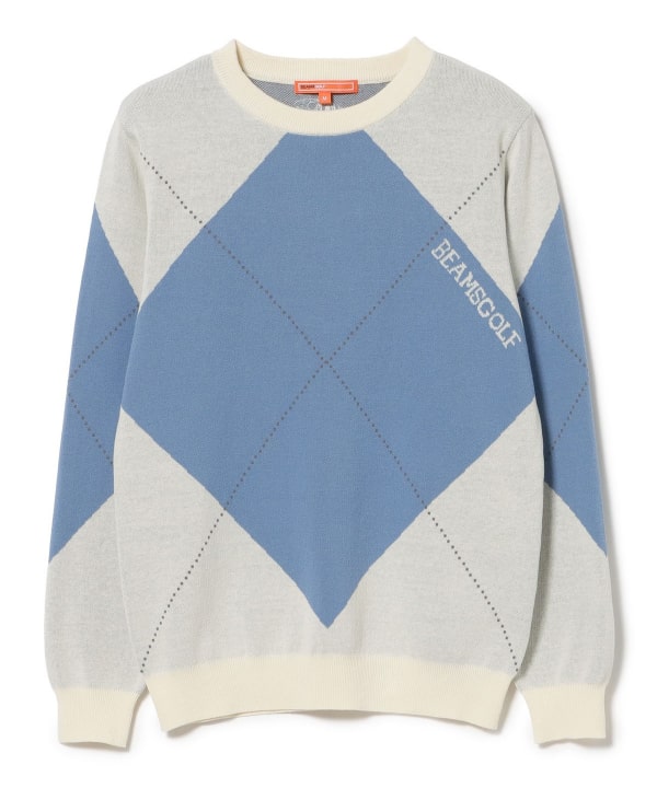 ORANGE LABEL / ビッグ アーガイル コットン ニット プルオーバー