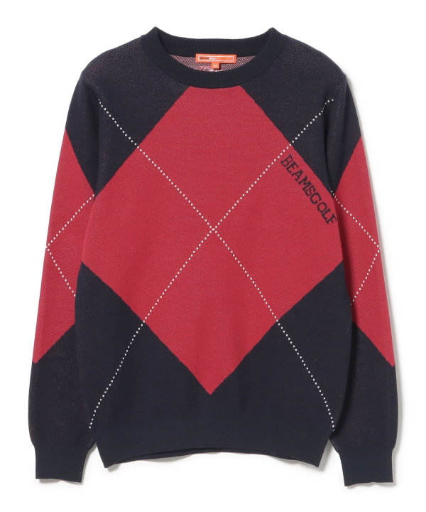 ORANGE LABEL / ビッグ アーガイル コットン ニット プルオーバー
