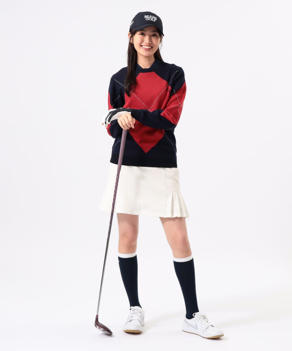 ORANGE LABEL / ビッグ アーガイル コットン ニット プルオーバー Model：H170 B74 W60 H86　Size：M