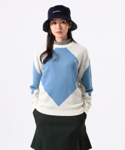 ORANGE LABEL / ビッグ アーガイル コットン ニット プルオーバー