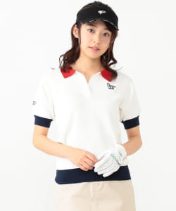 【UVカット・洗える】BEAMS GOLF ORANGE LABEL / バイカラー ニット ポロシャツ