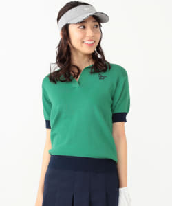 【UVカット・洗える】BEAMS GOLF ORANGE LABEL / バイカラー ニット ポロシャツ