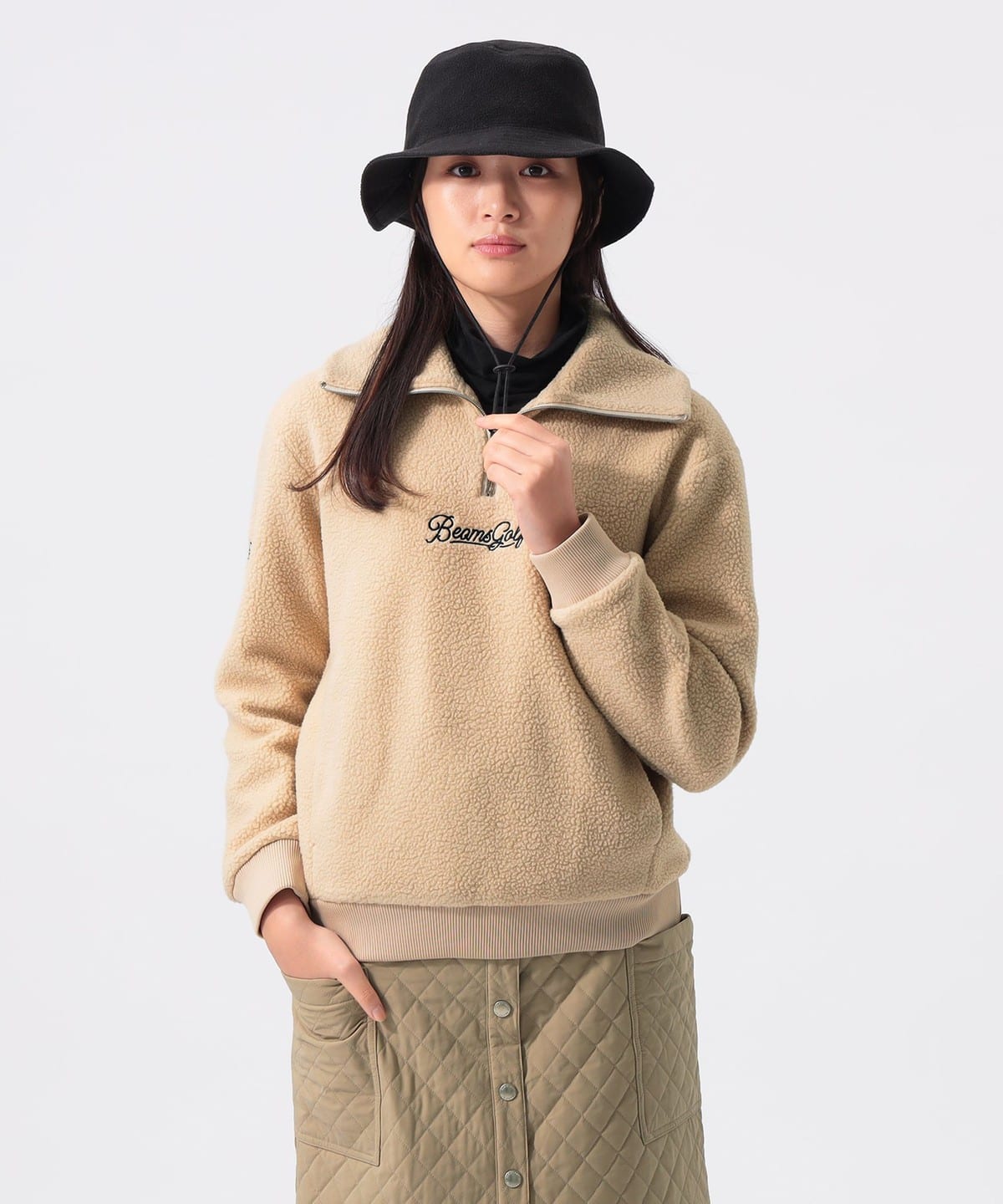 BEAMS GOLF ボア切り替えサテンブルゾン フード付き ビームスゴルフ BEAMS GOLF ボア切り替えサテンブルゾン フード付き ビームスゴルフ