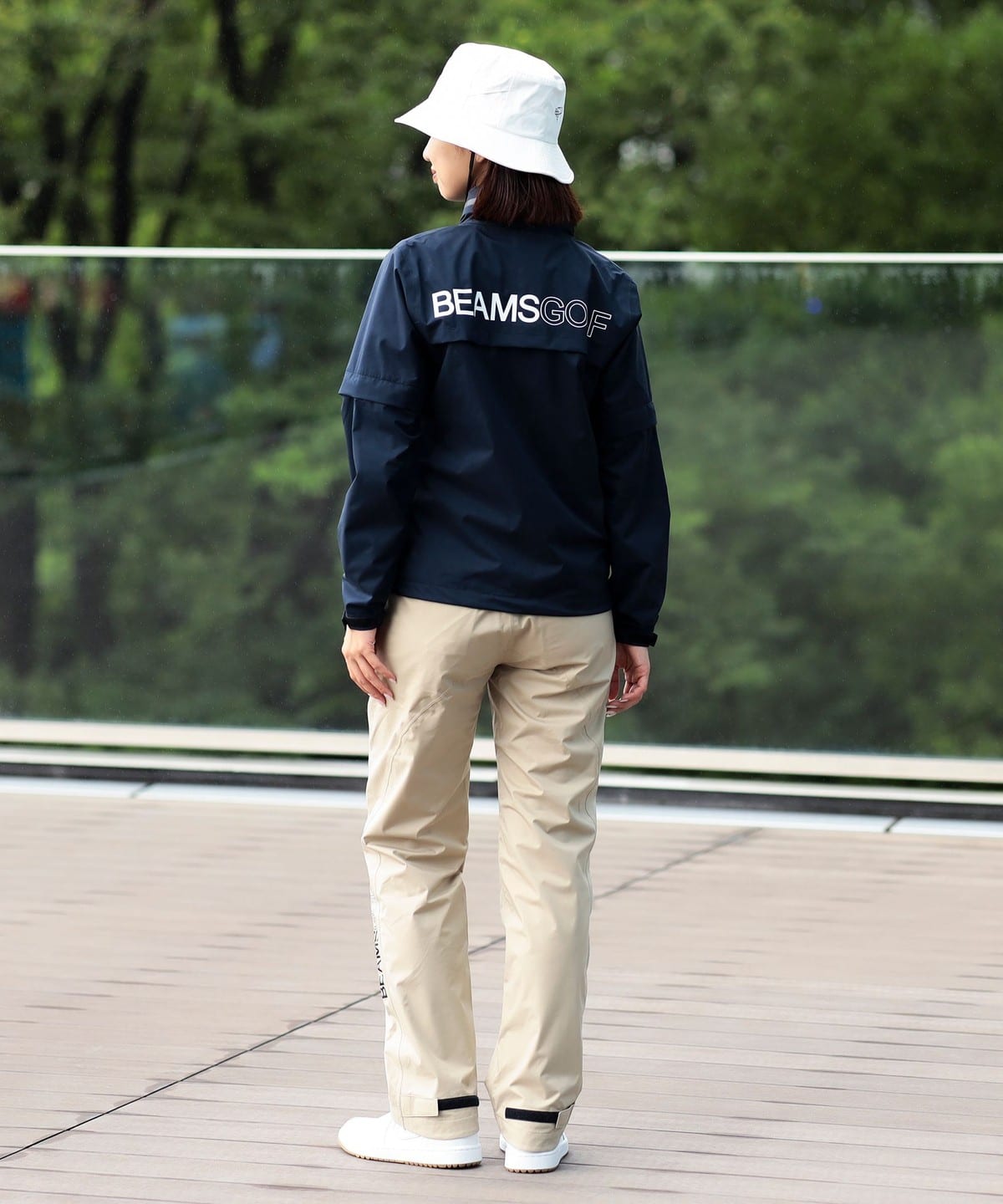 【超美品】ビームスゴルフ レインパンツ ネイビー×白 撥水 オールコンディション  レディース M ゴルフウェア BEAMS GOLF BEAMS GOLF（ビームス ゴルフ）〈WOMEN〉 ORANGE LABEL / 撥水レイン