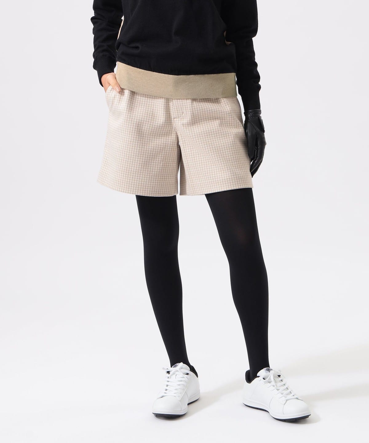 ORANGE LABEL / 千鳥柄 ショートパンツ． パンツ WOMEN BEIGE M