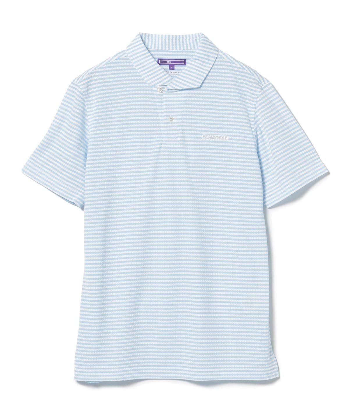 ビームスゴルフ パープルレーベル 切替 ポロシャツ ブルー ストライプ Sサイズ BEAMS GOLF（ビームス ゴルフ）PURPLE LABEL / パネルボーダー