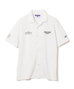 PURPLE LABEL / MONTAUK ストライプ ジャカード モックネック シャツ（吸水速乾、UVカット）