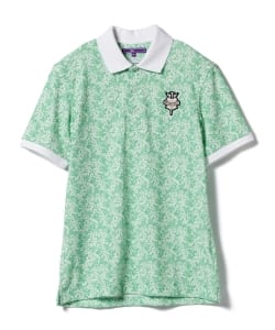 ▲BEAMS GOLF PURPLE LABEL / モノトーン 小花 ポロシャツ