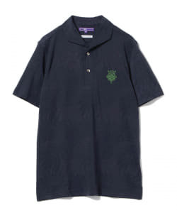 ▲BEAMS GOLF PURPLE LABEL / メッシュ ジャカード リーフ ポロシャツ
