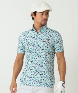 BEAMS GOLF PURPLE LABEL / 手書き風 花柄 ポロシャツ