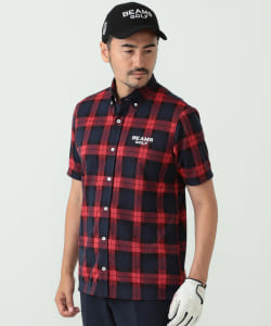 BEAMS GOLF PURPLE LABEL / チェック ボタンダウン ショートスリーブ シャツ