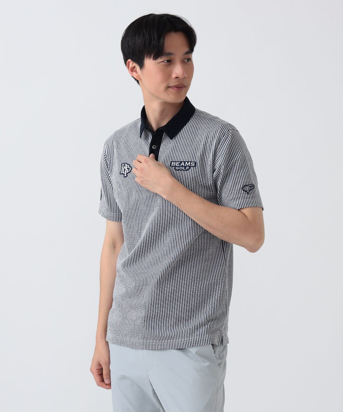 BEAMS GOLF ストライプシャツ Mサイズ グレー系 BEAMS GOLF（ビームス ゴルフ）PURPLE LABEL / スフィダンテ