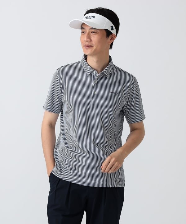 PURPLE LABEL / ストライプ レギュラーカラー ポロシャツ Model： H186 B92 W74 H90 Size：L