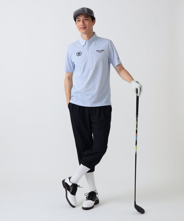 PURPLE LABEL / リターンブリティッシュ ストレッチ ストライプ ポロシャツ（吸水速乾・UVカット） Model： H186 B92 W74 H90 Size：L