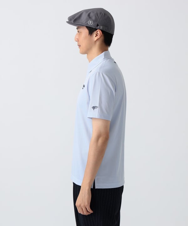 PURPLE LABEL / リターンブリティッシュ ストレッチ ストライプ ポロシャツ（吸水速乾・UVカット） Model： H186 B92 W74 H90 Size：L