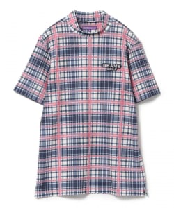 PURPLE LABEL / プラスリッチ チェックプリント モックネックシャツ