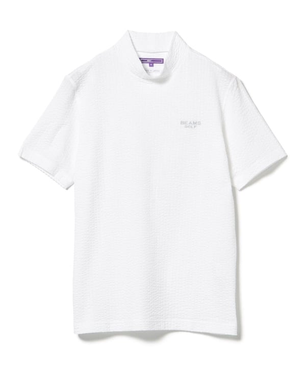 ビームスゴルフ モックネック ストライプ シアサッカー 水色レディースbeams BEAMS GOLF（ビームス ゴルフ）〈WOMEN〉 ORANGE LABEL / バック